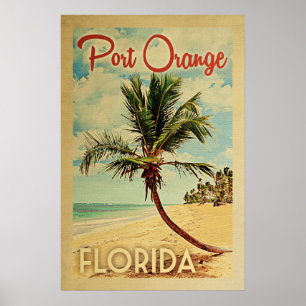 Port Orange Palm Tree Vintage Travel Poster