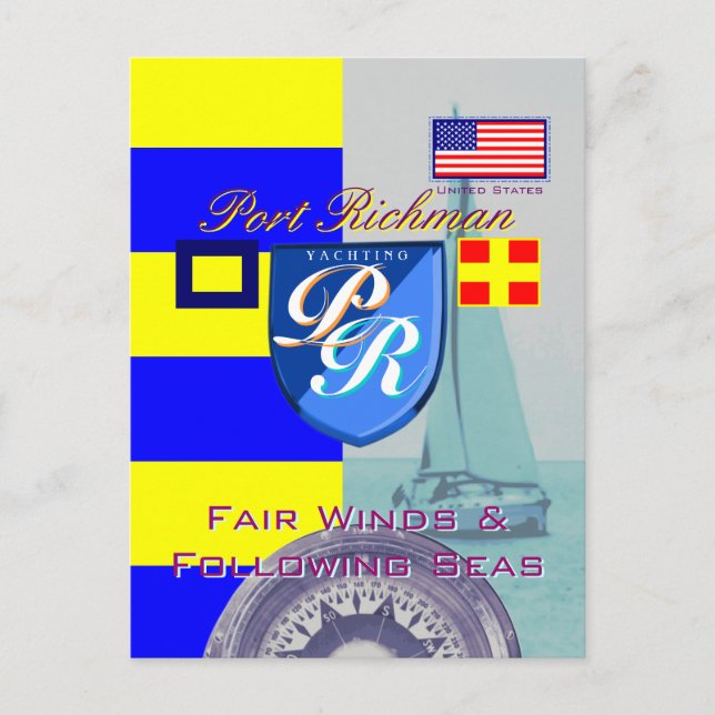 Port Richman Fair Winds Following Seas USA Postcard (Front)