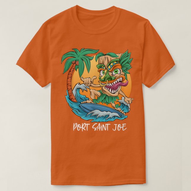Port Saint Joe Florida Palm Tree Surfing Beach Vac T-Shirt (Design Front)