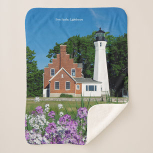 Port Sanilac Lighthouse sherpa blanket