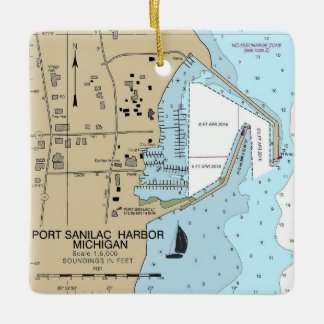 Port Sanilac Michigan Nautical Chart Ceramic Ornament