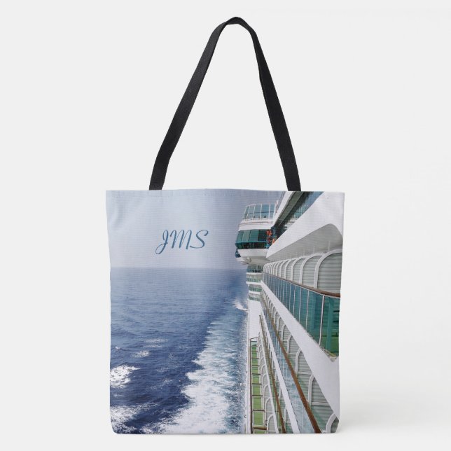 Port Side Balconies Monogrammed Nautical Tote Bag (Front)
