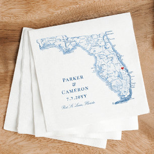Port St. Lucie Florida Map Elegant Wedding Napkin