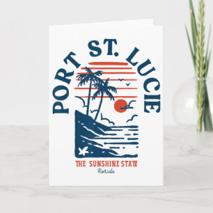 Port St. Lucie Florida Retro Surfer Vintage Beach Card