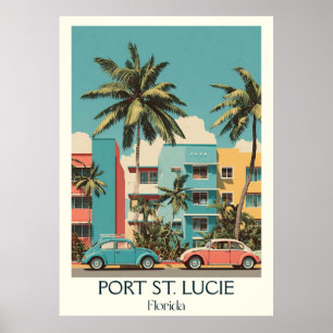 Port St. Lucie Florida Vintage Town Travel Art Poster