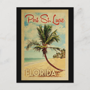 Port St Lucie Palm Tree Vintage Travel Postcard