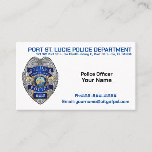 Port St. Lucie Police Officer PSLPD Business Car Business Card