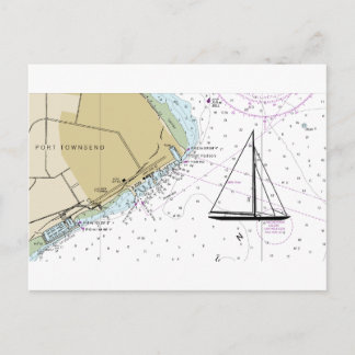 Port Townsend Sailing Nautical Chart Postcard