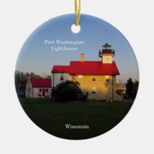 Port Washington Lighthouse circle ornament