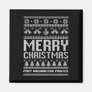 Port Washington Pirates Logo Merry Christmas Ugly Magnet