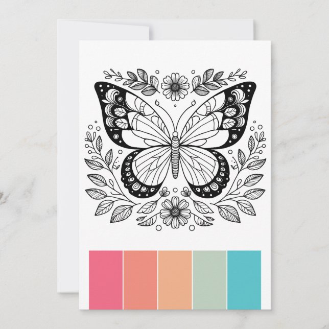 Portable Butterfly Colouring Cards Art Therapy (Front)