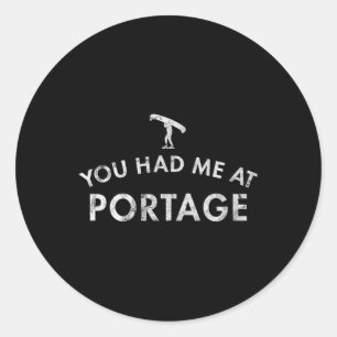 Portage Canoe Paddle River Lake Camping Classic Round Sticker