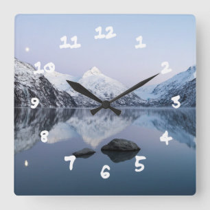 Portage Lake Twilight Square Wall Clock