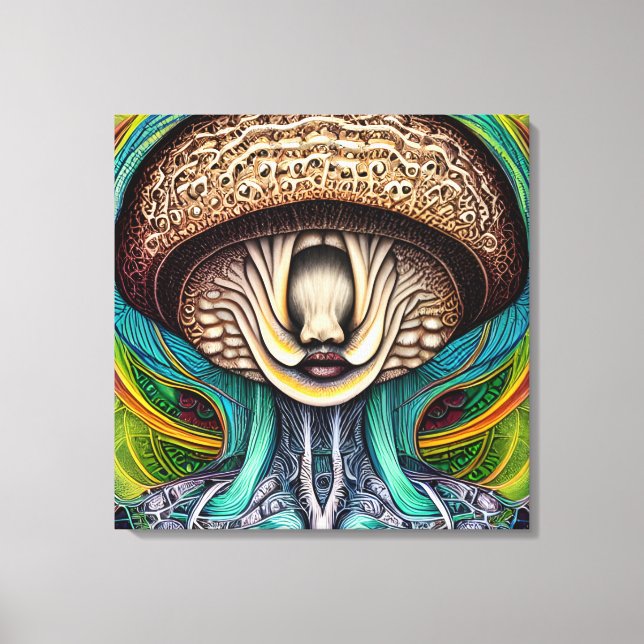 Portait of a Mushroom With Human Features  Canvas Print (Front)