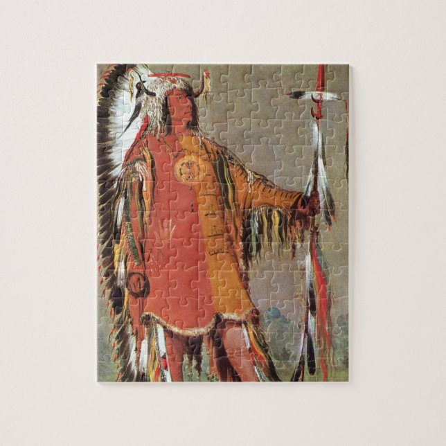 Portait of Indian Chief Mato-Tope by George Catlin Jigsaw Puzzle (Vertical)