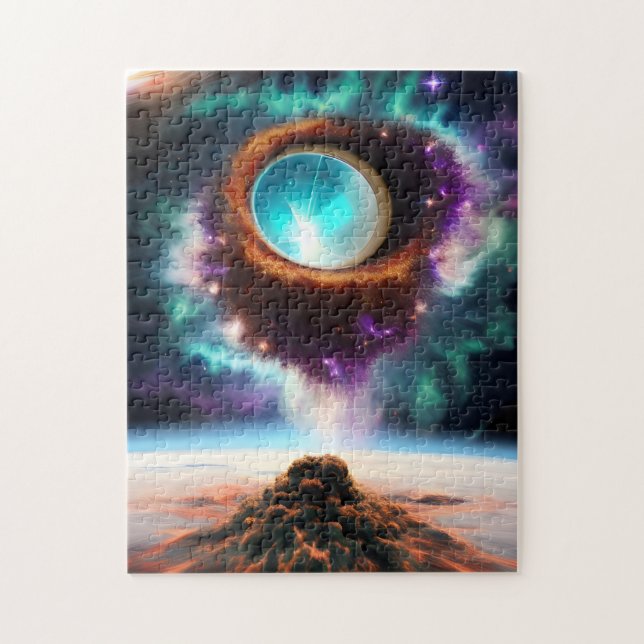 Portal erupts from another dimensional time space jigsaw puzzle (Vertical)