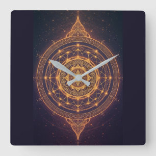 Portal of the Infinite Light – A Sacred Mandala Square Wall Clock