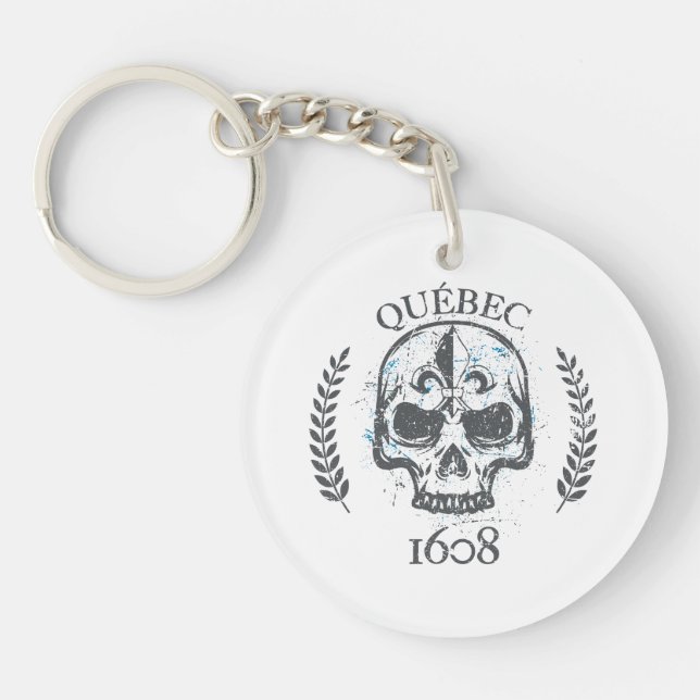 Porte-clé acrylique Québec biker skull/crane Key Ring (Front)