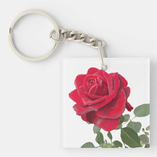 Porte-clés Cartes De Visite Rose rouge peinture Key Ring (Front)