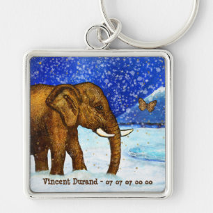 Porte-clés personnalisable Eléphant et Papillon Key Ring