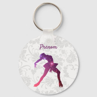 Porte-clés pour patineuse - Silhouette Rose Violet Key Ring