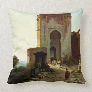 Porte de Justice, Alhambra, Granada (oil on canvas Cushion