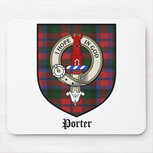 Porter Clan Crest Badge Tartan Mouse Pad (Front)