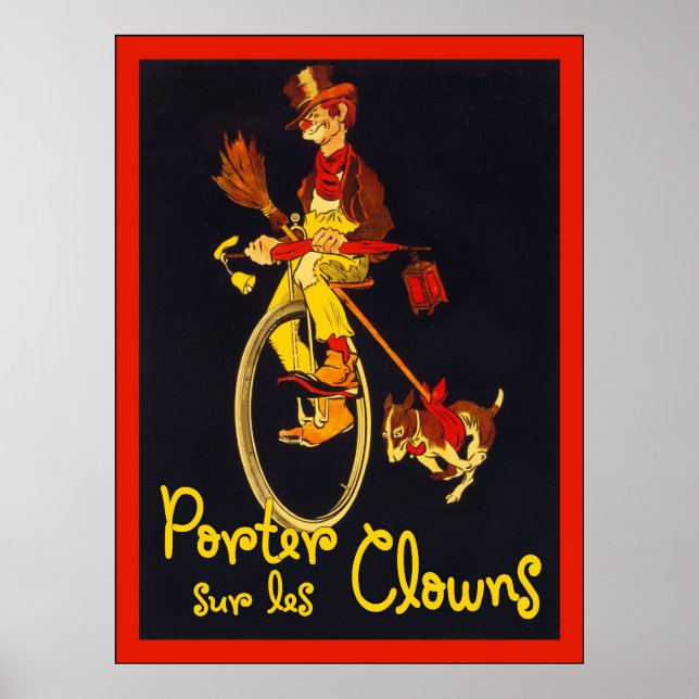 Porter Sur Les Clowns ~ Vintage Circus Poster (Front)