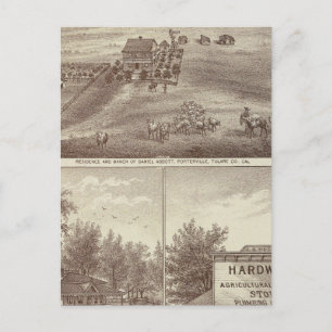 Porterville residences, store postcard