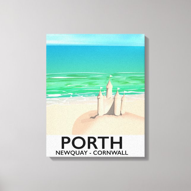 Porth Newquay Sandcastle travel print (Front)