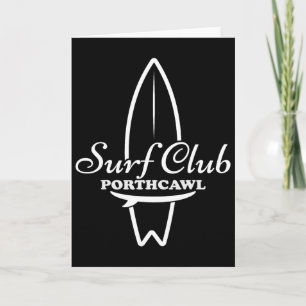 Porthcawl, Surf Club Retro Surfboard Graphic Card