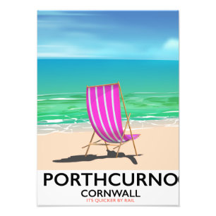 Porthcurno Cornwall beach travel poster