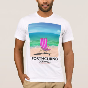 Porthcurno Cornwall beach travel poster T-Shirt