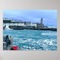 Porthleven Clocktower + Waiting For Fish Sculpture