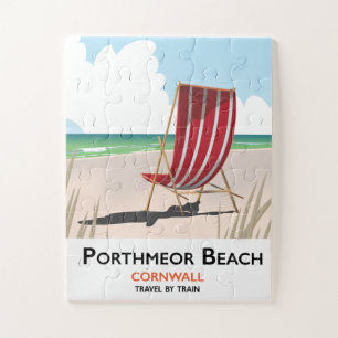 Porthmeor Beach beach travel poster Jigsaw Puzzle