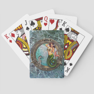 PORTHOLE  MERMAID, altered art playing cards