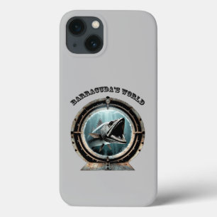 Porthole View of a Barracuda Fish Underwater URM iPhone 13 Case