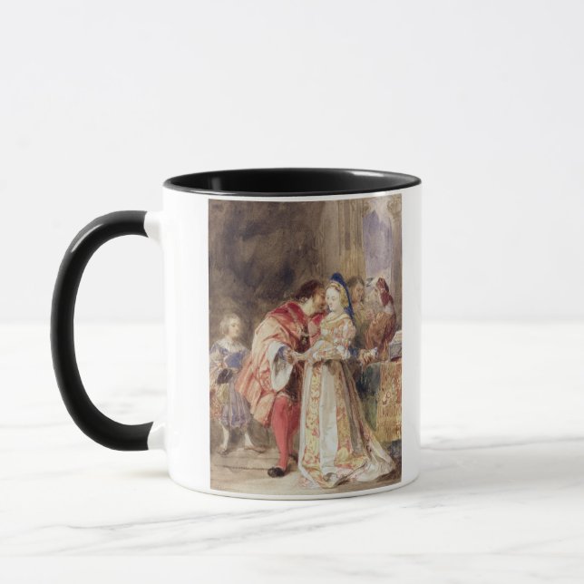 Portia and Bassanio, c.1826 (w/c, brown ink, bodyc Mug (Left)