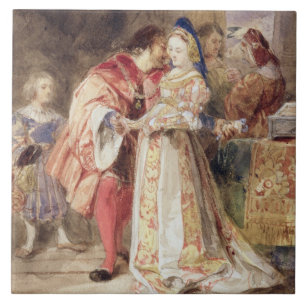 Portia and Bassanio, c.1826 (w/c, brown ink, bodyc Tile