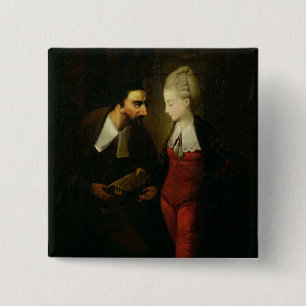 Portia and Shylock from 'The Merchant of Venice' A 15 Cm Square Badge