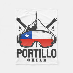 Portillo Chile Ski Resort Retro Skiing Fleece Blanket