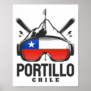 Portillo Chile Ski Resort Retro Skiing  Poster