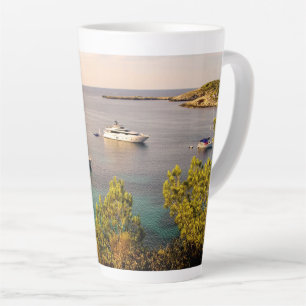 Portinatx Ibiza Coastal View with Luxury Yachts Latte Mug