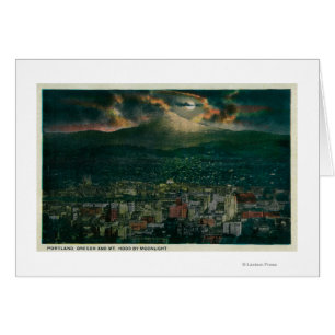 Portland and Mt. Hood by Moonlight