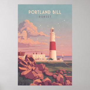 Portland Bill Lighthouse Dorset Travel Poster
