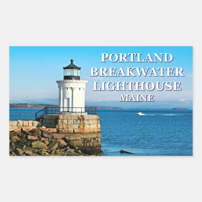 Portland Breakwater Lighthouse, Maine Rectangular Sticker (Front)