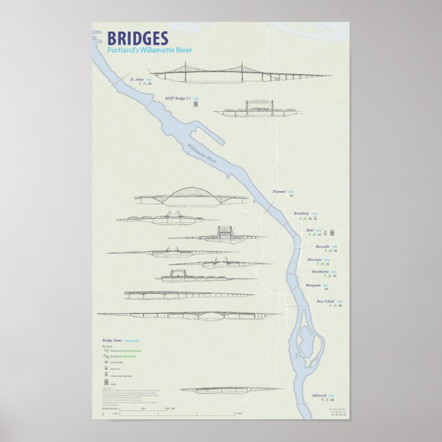 Portland Bridge Map Poster (Front)