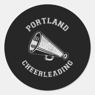 Portland Cheer Distressed Retro 90's Cheerleader Classic Round Sticker
