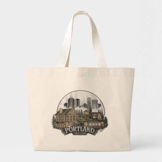 Portland City Oregon USA Large Tote Bag (Front)