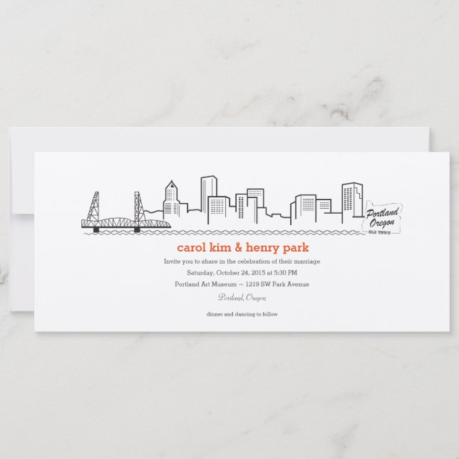 Portland City Skyline Invitation (Front)